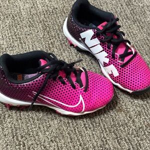 Nike  Girls Softball Pink and Black Cleats Shoes Size 13 Youth